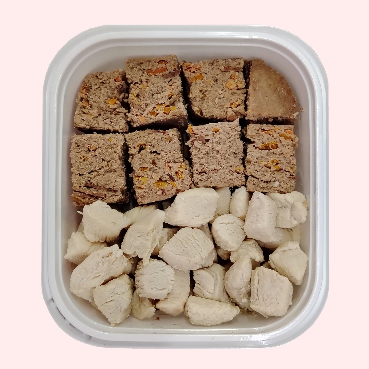自家制宠物鲜肉 - 猪, 鸡, 兔肝, 甘筍, 南瓜(50%), 鸡胸(50%) 狗/貓饭 (淨重175克+-2克)